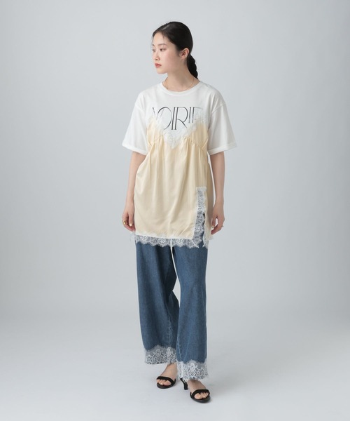 LEPSIM(レプシィム)の「キャミドッキングプリントプルオーバー 668383(Tシャツ/カットソー・レディース・チャコールグレー/ホワイト×ブラック/アイボリー/ブラウン・FREE)」の17枚目の写真