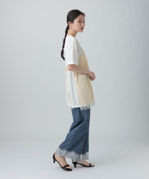 LEPSIM(レプシィム)の「キャミドッキングプリントプルオーバー 668383(Tシャツ/カットソー・レディース・チャコールグレー/ホワイト×ブラック/アイボリー/ブラウン・FREE)」の19枚目の写真