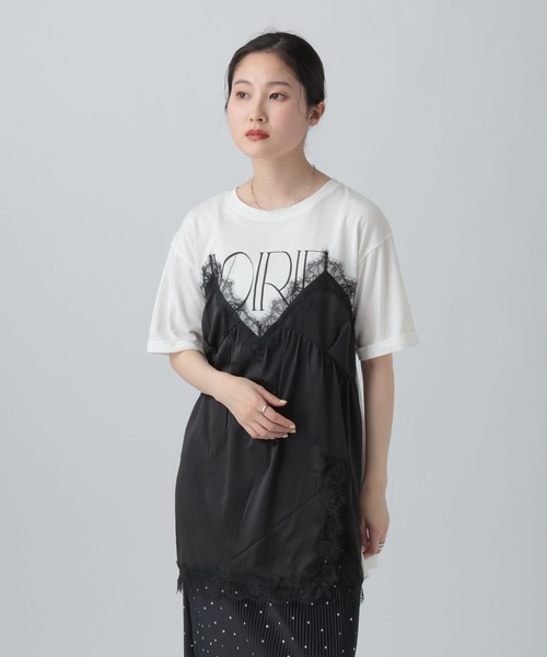 LEPSIM(レプシィム)の「キャミドッキングプリントプルオーバー 668383(Tシャツ/カットソー・レディース・チャコールグレー/ホワイト×ブラック/アイボリー/ブラウン・FREE)」の20枚目の写真
