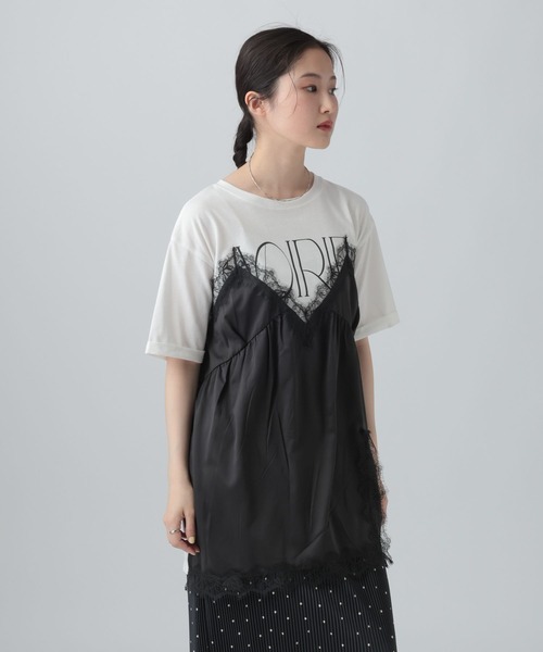 LEPSIM(レプシィム)の「キャミドッキングプリントプルオーバー 668383(Tシャツ/カットソー・レディース・チャコールグレー/ホワイト×ブラック/アイボリー/ブラウン・FREE)」の21枚目の写真