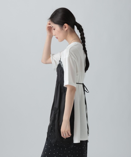 LEPSIM(レプシィム)の「キャミドッキングプリントプルオーバー 668383(Tシャツ/カットソー・レディース・チャコールグレー/ホワイト×ブラック/アイボリー/ブラウン・FREE)」の22枚目の写真