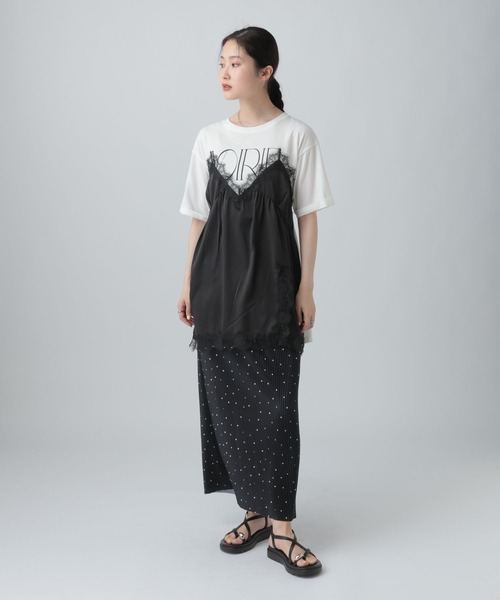 セール】キャミドッキングプリントプルオーバー 668383（Tシャツ