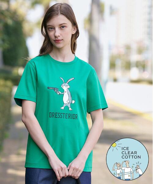 DRESSTERIOR(ドレステリア)の「【接触冷感/抗菌防臭/消臭】アイスクリアコットン ピストルラビットT(Tシャツ/カットソー・レディース・ホワイト/グリーン/ブラック・34/36/38)」の3枚目の写真