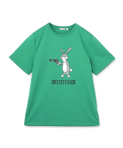 DRESSTERIOR(ドレステリア)の「【接触冷感/抗菌防臭/消臭】アイスクリアコットン ピストルラビットT(Tシャツ/カットソー・レディース・ホワイト/グリーン/ブラック・34/36/38)」の4枚目の写真