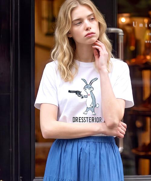 DRESSTERIOR(ドレステリア)の「【接触冷感/抗菌防臭/消臭】アイスクリアコットン ピストルラビットT(Tシャツ/カットソー・レディース・ホワイト/グリーン/ブラック・34/36/38)」の7枚目の写真