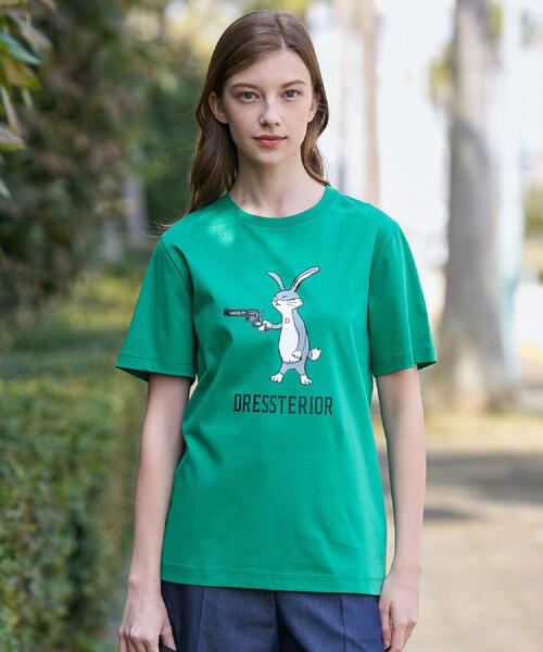 DRESSTERIOR(ドレステリア)の「【接触冷感/抗菌防臭/消臭】アイスクリアコットン ピストルラビットT(Tシャツ/カットソー・レディース・ホワイト/グリーン/ブラック・34/36/38)」の11枚目の写真