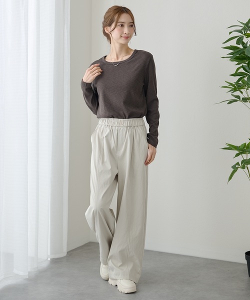 DAYRA(デイラ)の「ソリッドカラー ハイウエスト ワイド ギャザー パンツ(その他パンツ・レディース・ブラック/ネイビー/グレイッシュベージュ・XL/M)」の14枚目の写真