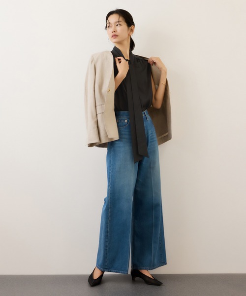 ROPE'（ロペ）の「サテンシルケットボウタイブラウス/イージーケア（シャツ/ブラウス・レディース・ブラック/ベージュ/ターコイズブルー・38）」の13枚目の写真