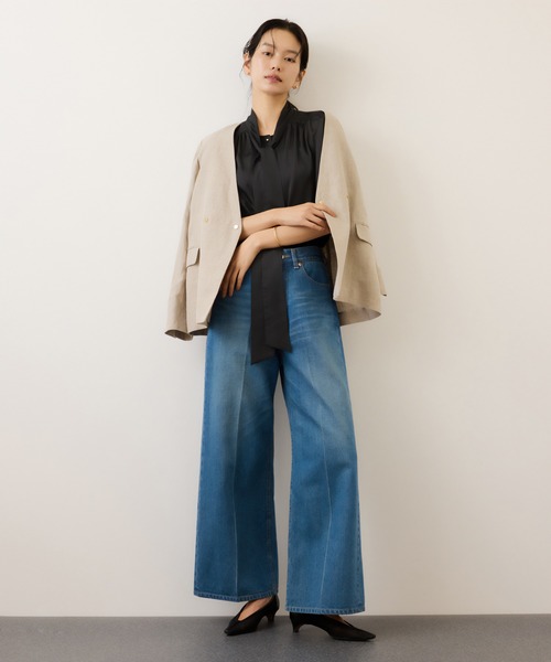 ROPE'（ロペ）の「サテンシルケットボウタイブラウス/イージーケア（シャツ/ブラウス・レディース・ブラック/ベージュ/ターコイズブルー・38）」の14枚目の写真
