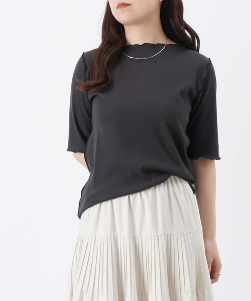 LUCA/LADY LUCK LUCA(ルカ/レディラックルカ)の「LC/LLL ラメテレコ5分袖プルオーバー(Tシャツ/カットソー・レディース・ベージュ/チャコールグレー/オフホワイト・FREE)」の2枚目の写真