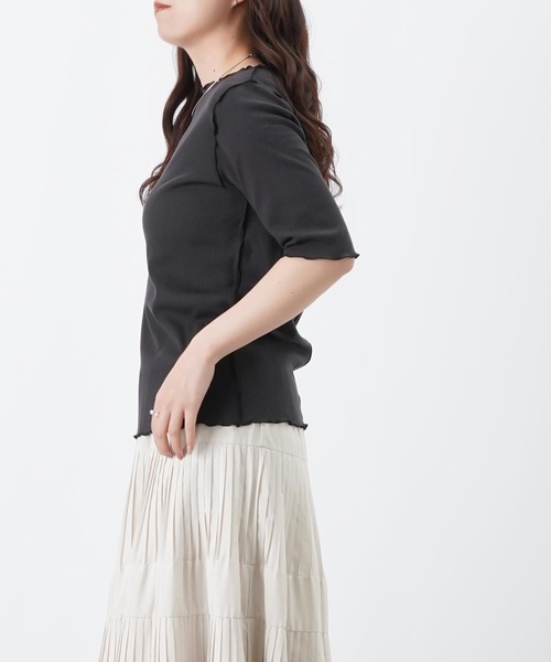 LUCA/LADY LUCK LUCA(ルカ/レディラックルカ)の「LC/LLL ラメテレコ5分袖プルオーバー(Tシャツ/カットソー・レディース・ベージュ/チャコールグレー/オフホワイト・FREE)」の12枚目の写真