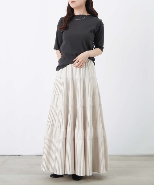 LUCA/LADY LUCK LUCA(ルカ/レディラックルカ)の「LC/LLL ラメテレコ5分袖プルオーバー(Tシャツ/カットソー・レディース・ベージュ/チャコールグレー/オフホワイト・FREE)」の14枚目の写真