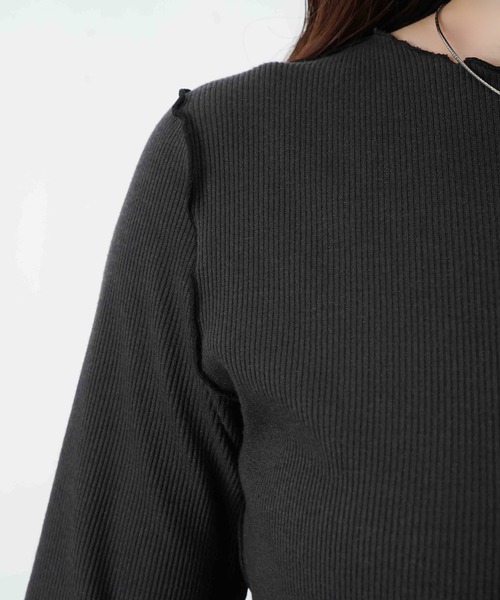 LUCA/LADY LUCK LUCA(ルカ/レディラックルカ)の「LC/LLL ラメテレコ5分袖プルオーバー(Tシャツ/カットソー・レディース・ベージュ/チャコールグレー/オフホワイト・FREE)」の15枚目の写真