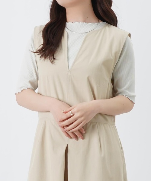 LUCA/LADY LUCK LUCA(ルカ/レディラックルカ)の「LC/LLL ラメテレコ5分袖プルオーバー(Tシャツ/カットソー・レディース・ベージュ/チャコールグレー/オフホワイト・FREE)」の4枚目の写真