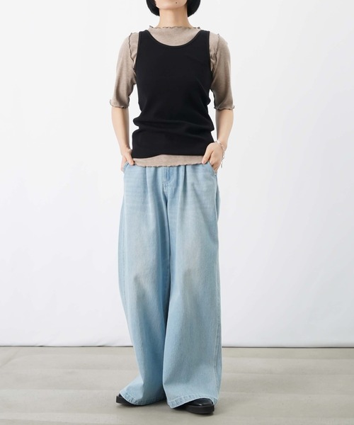 LUCA/LADY LUCK LUCA(ルカ/レディラックルカ)の「LC/LLL ラメテレコ5分袖プルオーバー(Tシャツ/カットソー・レディース・ベージュ/チャコールグレー/オフホワイト・FREE)」の17枚目の写真