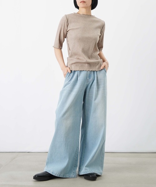 LUCA/LADY LUCK LUCA(ルカ/レディラックルカ)の「LC/LLL ラメテレコ5分袖プルオーバー(Tシャツ/カットソー・レディース・ベージュ/チャコールグレー/オフホワイト・FREE)」の20枚目の写真