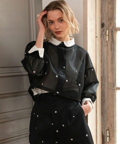 OVER DENIM JACKET with PEARL/オーバーデニムジャケットウィズパール