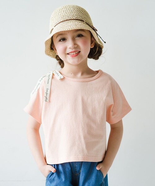 BRANSHES(ブランシェス)の「ロゴテープリボン肩あきTシャツ(Tシャツ/カットソー・キッズ・その他/ラベンダー/オレンジ・90/100/130/110/120/150/140)」の2枚目の写真
