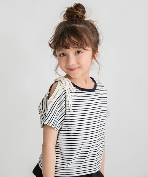 BRANSHES(ブランシェス)の「ロゴテープリボン肩あきTシャツ(Tシャツ/カットソー・キッズ・その他/ラベンダー/オレンジ・90/100/130/110/120/150/140)」の3枚目の写真