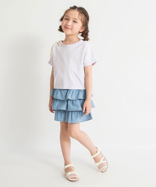 BRANSHES(ブランシェス)の「ロゴテープリボン肩あきTシャツ(Tシャツ/カットソー・キッズ・その他/ラベンダー/オレンジ・90/100/130/110/120/150/140)」の4枚目の写真