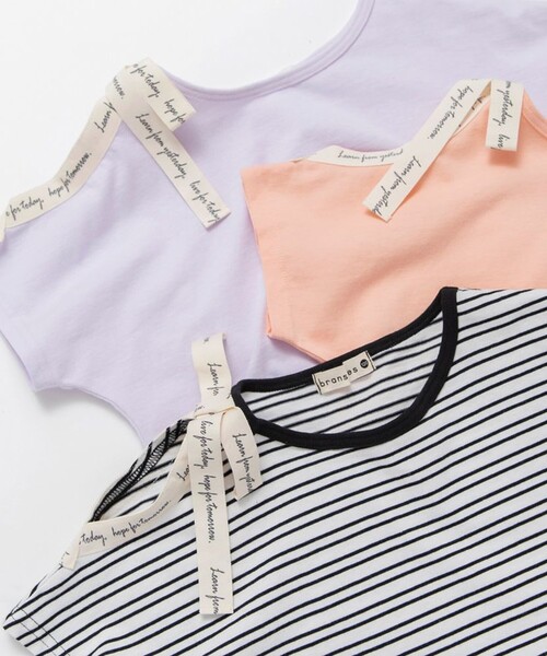 BRANSHES(ブランシェス)の「ロゴテープリボン肩あきTシャツ(Tシャツ/カットソー・キッズ・その他/ラベンダー/オレンジ・90/100/130/110/120/150/140)」の8枚目の写真