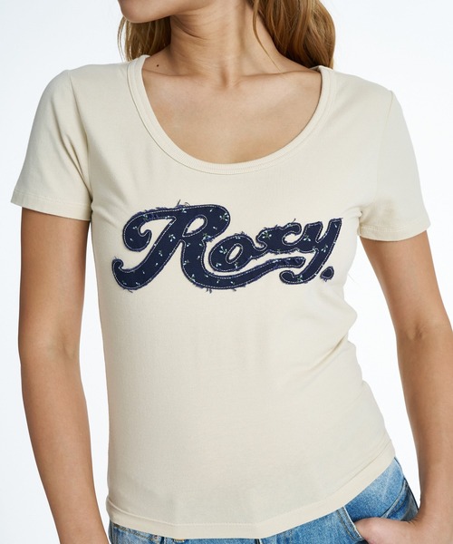 ROXY(ロキシー)の「ROXY IN BLOOM Tシャツ 【2026年夏モデル】/ロキシー半袖チビT(Tシャツ/カットソー・レディース・ホワイト/ネイビー/ベージュ・LARGE/MEDIUM/SMALL)」の2枚目の写真