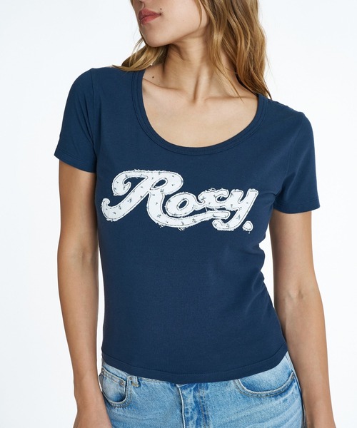 ROXY(ロキシー)の「ROXY IN BLOOM Tシャツ 【2026年夏モデル】/ロキシー半袖チビT(Tシャツ/カットソー・レディース・ホワイト/ネイビー/ベージュ・LARGE/MEDIUM/SMALL)」の3枚目の写真