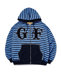 Big Patch Stripe Hoodie Zip Up (BLUE)