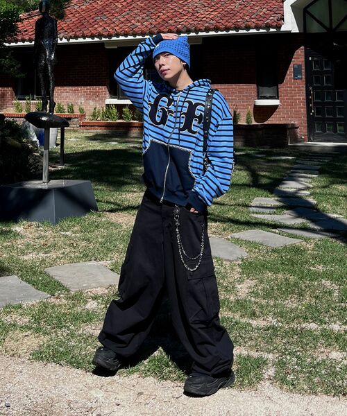 GARMENTS FAB（ガーメンツファブ）の「Big Patch Stripe Hoodie Zip Up (BLUE)（パーカー・レディース・その他・MEDIUM/LARGE）」の7枚目の写真