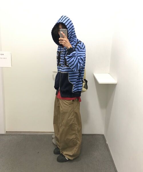 GARMENTS FAB（ガーメンツファブ）の「Big Patch Stripe Hoodie Zip Up (BLUE)（パーカー・レディース・その他・MEDIUM/LARGE）」の5枚目の写真