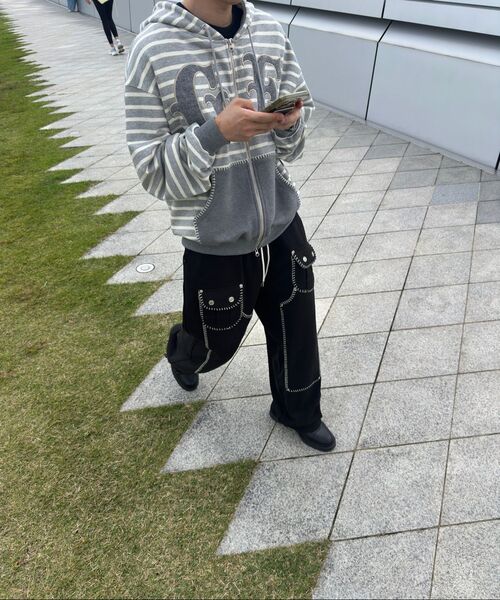 GARMENTS FAB（ガーメンツファブ）の「Big Patch Stripe Hoodie Zip Up (BLUE)（パーカー・レディース・その他・MEDIUM/LARGE）」の4枚目の写真
