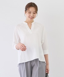 リネンライクスキッパーバックレースブラウス