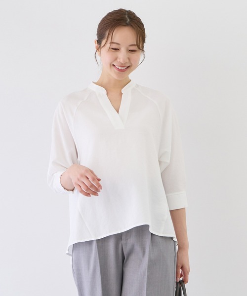 Jayro(ジャイロ)の「リネンライクスキッパーバックレースブラウス(シャツ/ブラウス・レディース・グレー/ブラック/ホワイト系その他/キャメル/ネイビー・FREE)」の2枚目の写真