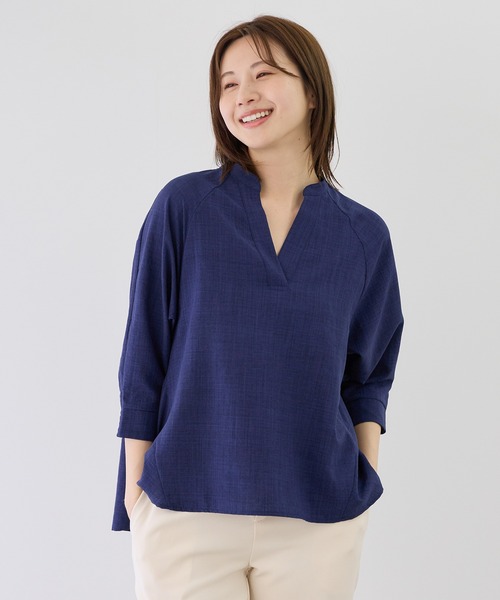 Jayro(ジャイロ)の「リネンライクスキッパーバックレースブラウス(シャツ/ブラウス・レディース・グレー/ブラック/ホワイト系その他/キャメル/ネイビー・FREE)」の4枚目の写真