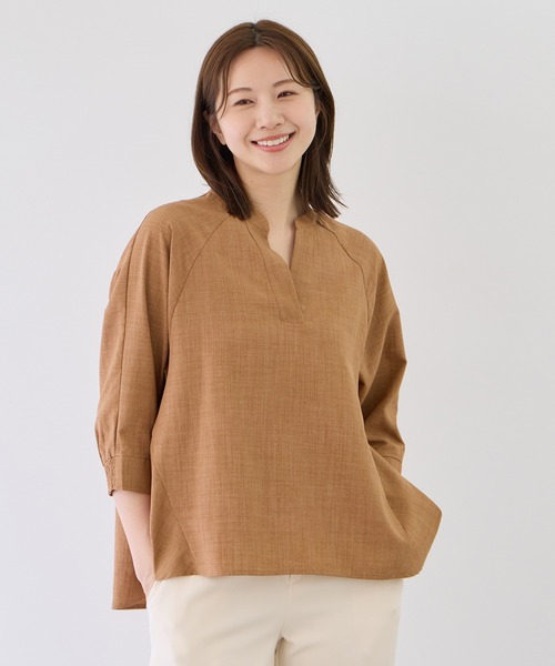 Jayro(ジャイロ)の「リネンライクスキッパーバックレースブラウス(シャツ/ブラウス・レディース・グレー/ブラック/ホワイト系その他/キャメル/ネイビー・FREE)」の5枚目の写真