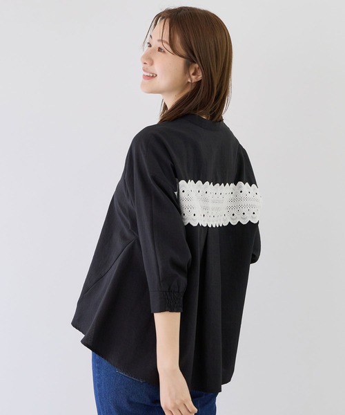 Jayro(ジャイロ)の「リネンライクスキッパーバックレースブラウス(シャツ/ブラウス・レディース・グレー/ブラック/ホワイト系その他/キャメル/ネイビー・FREE)」の1枚目の写真