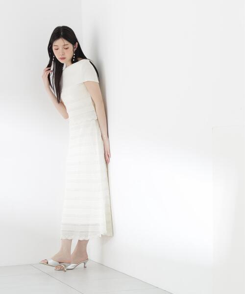 PROPORTION BODY DRESSING（プロポーションボディドレッシング）の「【中川紅葉さん着用】透かし編みオフショルセットアップ / 1216240607（ワンピース・レディース・ネイビー/ホワイト系その他・MEDIUM/P/S）」の7枚目の写真
