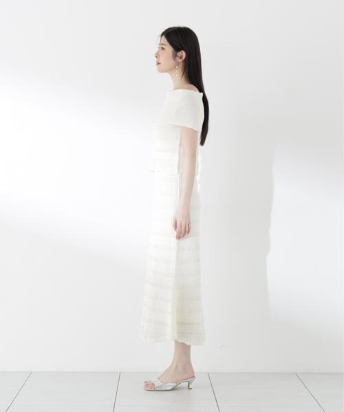 PROPORTION BODY DRESSING(プロポーションボディドレッシング)の「【中川紅葉さん着用】透かし編みオフショルセットアップ / 1216240607(ワンピース・レディース・ネイビー/ホワイト系その他・MEDIUM/P/S)」の7枚目の写真