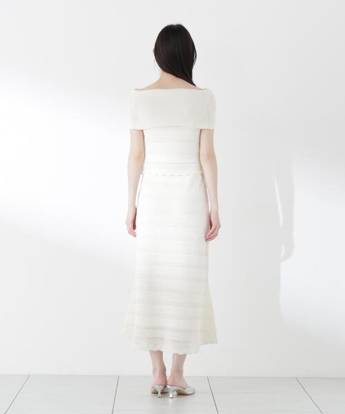 PROPORTION BODY DRESSING(プロポーションボディドレッシング)の「【中川紅葉さん着用】透かし編みオフショルセットアップ / 1216240607(ワンピース・レディース・ネイビー/ホワイト系その他・MEDIUM/P/S)」の8枚目の写真