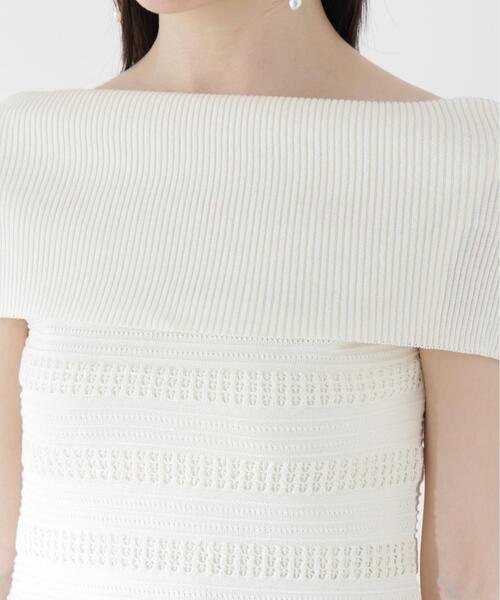 PROPORTION BODY DRESSING(プロポーションボディドレッシング)の「【中川紅葉さん着用】透かし編みオフショルセットアップ / 1216240607(ワンピース・レディース・ネイビー/ホワイト系その他・MEDIUM/P/S)」の9枚目の写真