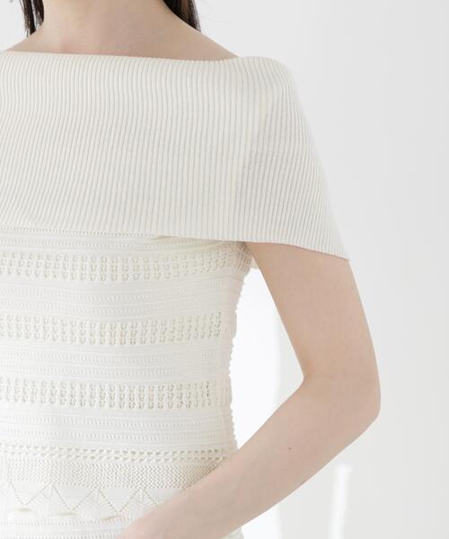 PROPORTION BODY DRESSING(プロポーションボディドレッシング)の「【中川紅葉さん着用】透かし編みオフショルセットアップ / 1216240607(ワンピース・レディース・ネイビー/ホワイト系その他・MEDIUM/P/S)」の10枚目の写真