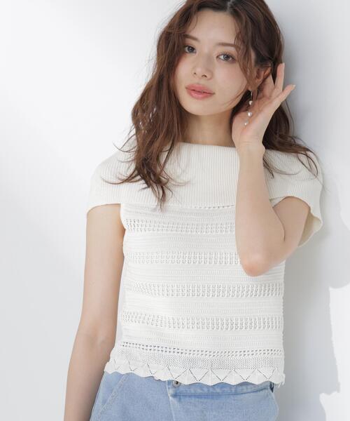 PROPORTION BODY DRESSING(プロポーションボディドレッシング)の「【中川紅葉さん着用】透かし編みオフショルセットアップ / 1216240607(ワンピース・レディース・ネイビー/ホワイト系その他・MEDIUM/P/S)」の14枚目の写真