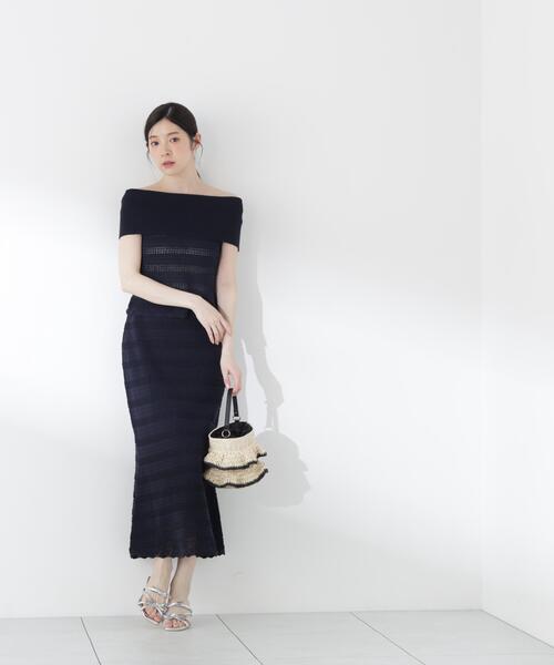 PROPORTION BODY DRESSING(プロポーションボディドレッシング)の「【中川紅葉さん着用】透かし編みオフショルセットアップ / 1216240607(ワンピース・レディース・ネイビー/ホワイト系その他・MEDIUM/P/S)」の19枚目の写真