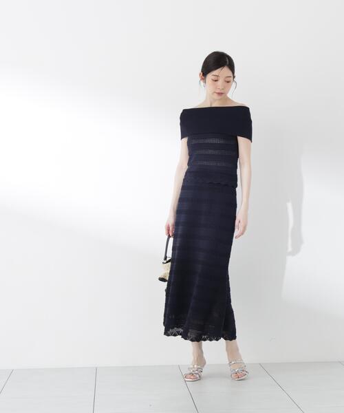 PROPORTION BODY DRESSING(プロポーションボディドレッシング)の「【中川紅葉さん着用】透かし編みオフショルセットアップ / 1216240607(ワンピース・レディース・ネイビー/ホワイト系その他・MEDIUM/P/S)」の20枚目の写真