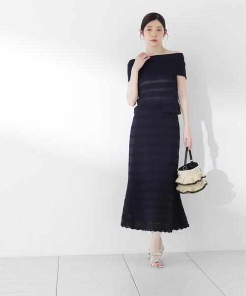 PROPORTION BODY DRESSING(プロポーションボディドレッシング)の「【中川紅葉さん着用】透かし編みオフショルセットアップ / 1216240607(ワンピース・レディース・ネイビー/ホワイト系その他・MEDIUM/P/S)」の21枚目の写真