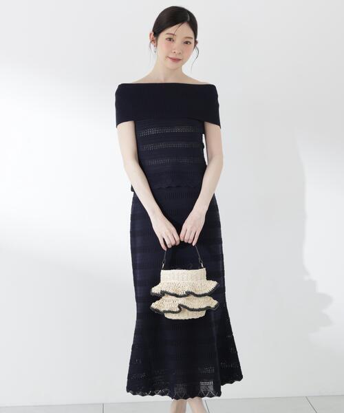 PROPORTION BODY DRESSING(プロポーションボディドレッシング)の「【中川紅葉さん着用】透かし編みオフショルセットアップ / 1216240607(ワンピース・レディース・ネイビー/ホワイト系その他・MEDIUM/P/S)」の22枚目の写真