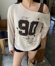 【 MEMECLE / メメクル 】 ナンバリング レオパード Y2Kシアートップス
