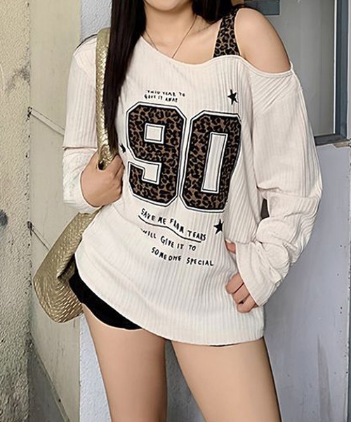 MEMECLE（メメクル）の「【 MEMECLE / メメクル 】 ナンバリング　レオパード　Y2Kシアートップス（Tシャツ/カットソー・レディース・ブラック/ホワイト・MEDIUM/SMALL）」の5枚目の写真