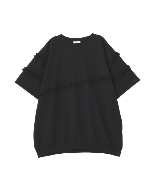 earth music&ecology(アースミュージックアンドエコロジー)の「ミニ裏毛フリルプルオーバー(Tシャツ/カットソー・レディース・杢グレー/ブラック/ホワイト系その他・FREE)」の5枚目の写真