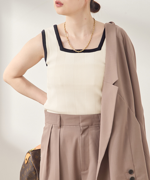 journal standard L'essage(ジャーナルスタンダードレサージュ)の「《接触冷感/手洗い可》クールタッチ2WAYニットタンクトップ(タンクトップ・レディース・ブラウン/ブラック/アイボリー・FREE)」の2枚目の写真
